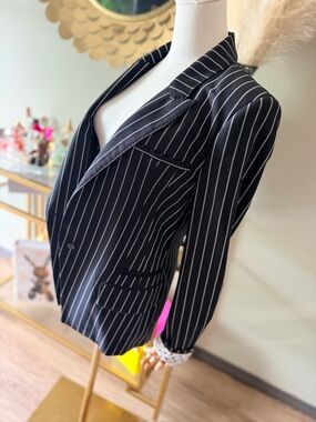 Haider Ackermann Black Pinstripe Slim Fit Blazer IT 36 | Runs X Small | Italian
